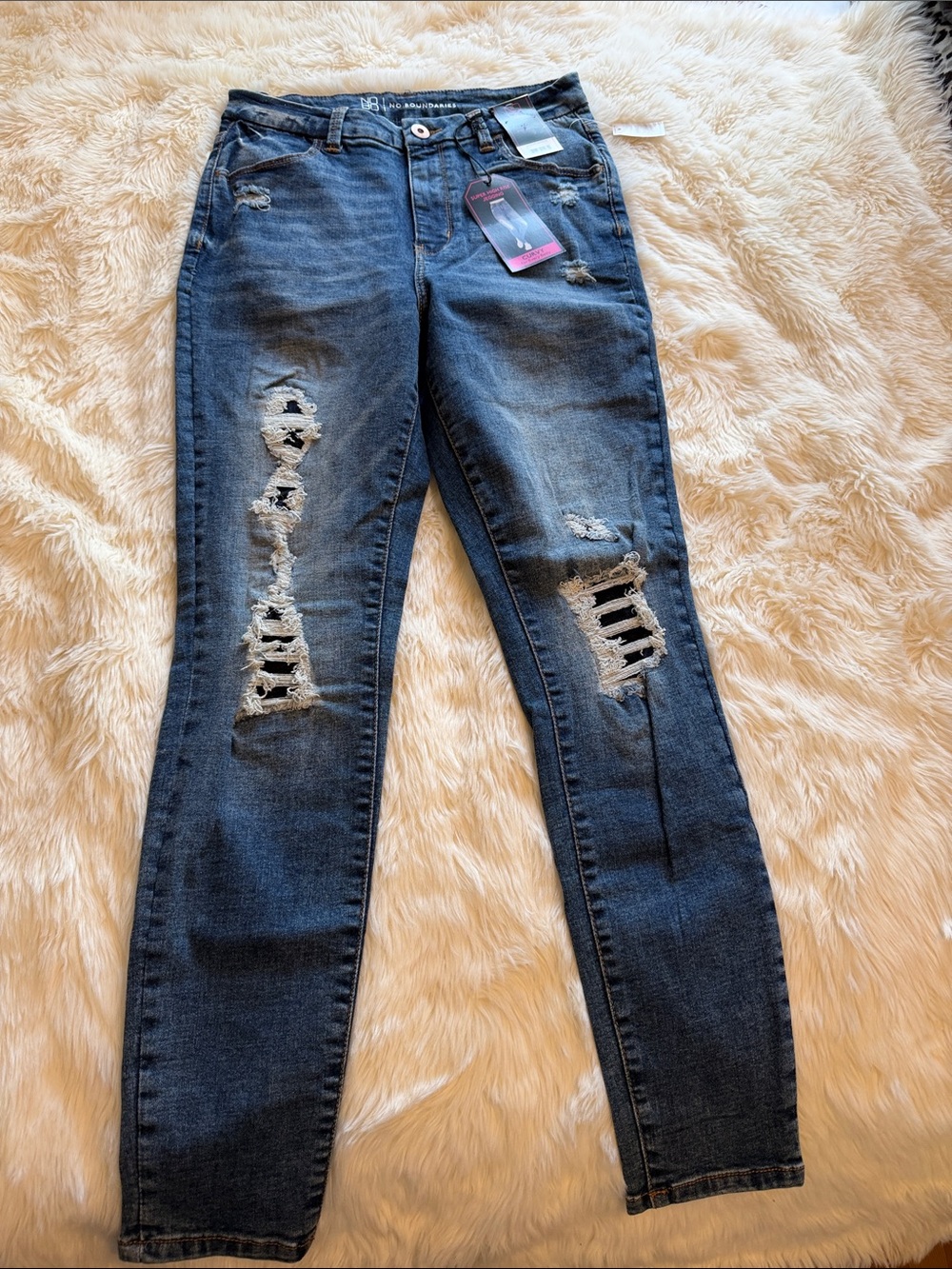 No Boundaries Dark Blue Distressed Skinny Jeans